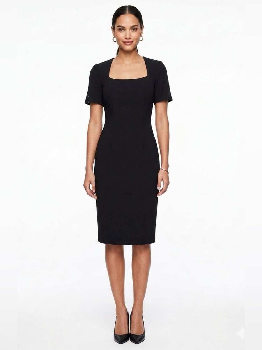 White House Black Market Black Sheath Midi Dress
